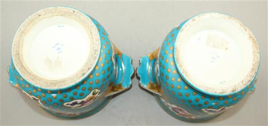 A pair of Minton Sevres style half bottle wine coolers, mid 19th century, 11.3cm.